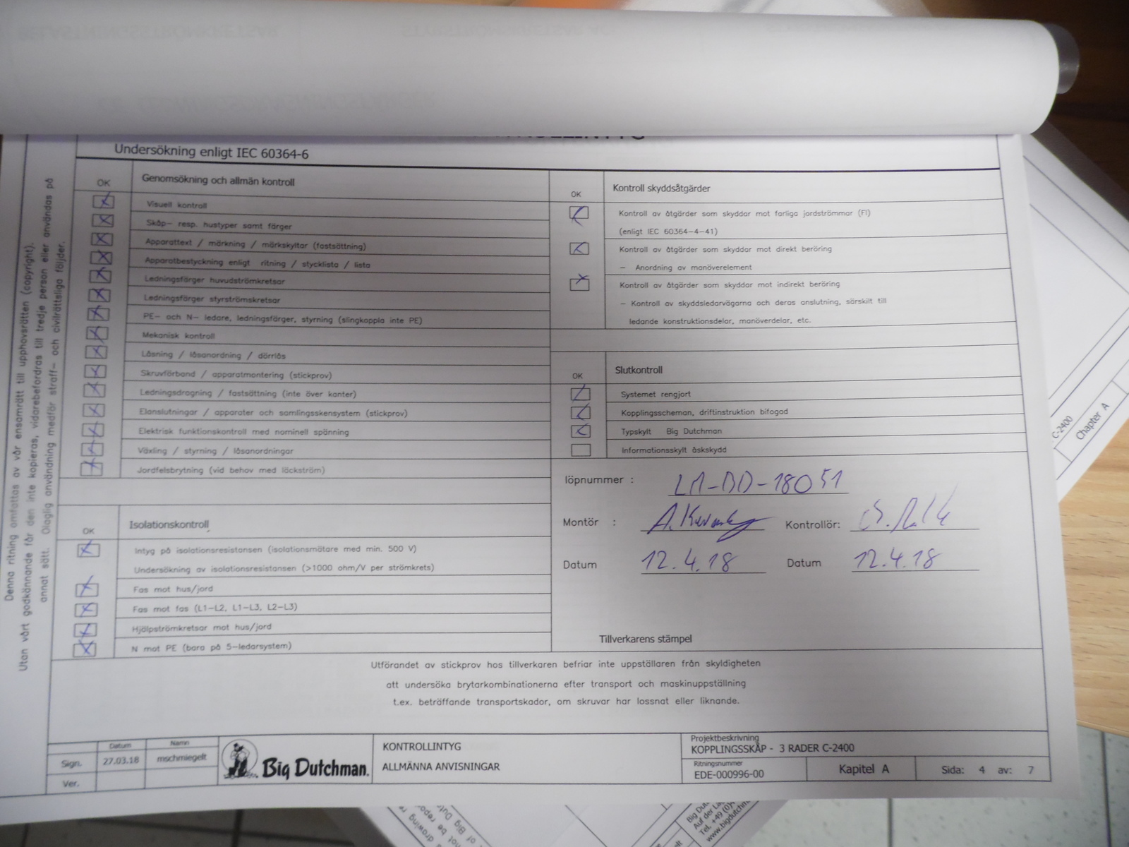 Control box 3 rows C-2400V13 Project "Widen/Swedfarm"